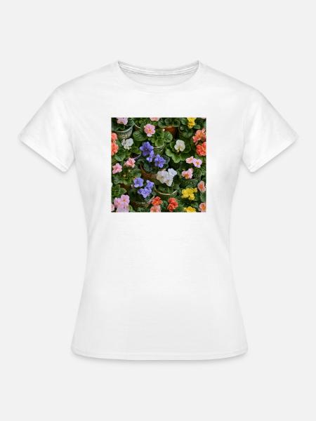 Blumenmosaik in bunten Töpfen - Frauen T-Shirt - Weiß