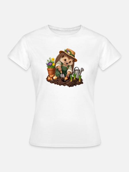 Igel pflanzt Blumenzwiebeln - Frauen T-Shirt - Weiß