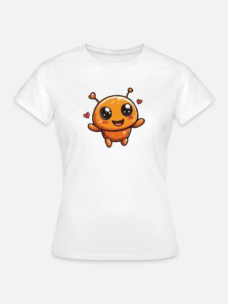 Kuscheliger Orangenheld mit Herzchen - Frauen T-Shirt - Weiß