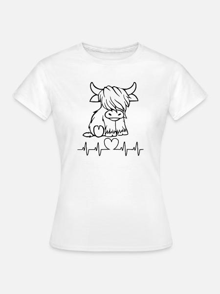 Kuh Herzschlagdesign - Frauen T-Shirt - Weiß