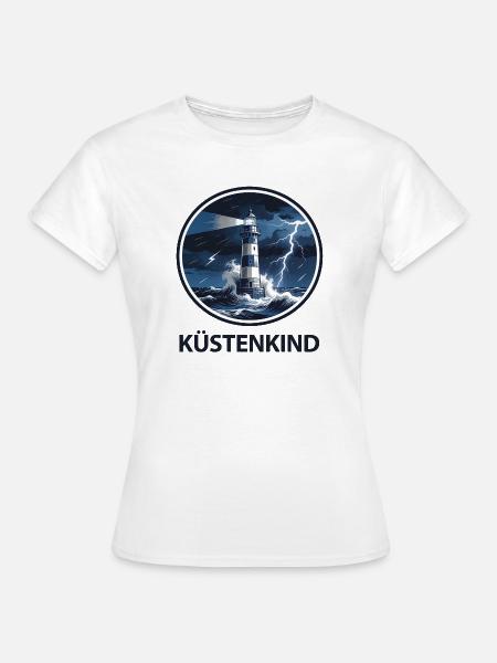 Küstenkind Leuchtturm Sturmmeer - Frauen T-Shirt - Weiß
