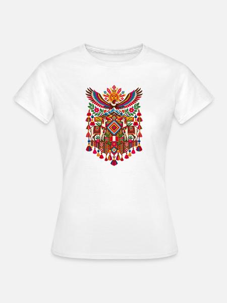 Peru | Lamas, Anden & Textilmuster - Frauen T-Shirt - Weiß