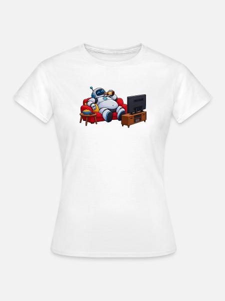 Roboter-Entspannung vor dem Fernseher - Frauen T-Shirt - Weiß