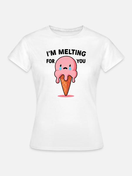 Schmelzende Eiscreme Liebesbotschaft - Frauen T-Shirt - Weiß