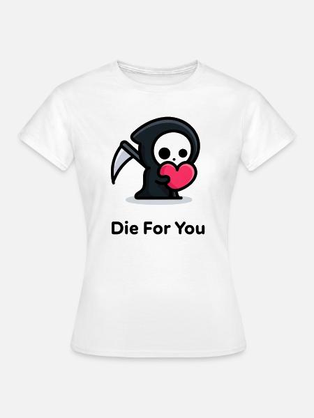Süßer Sensenmann mit Herzmotiv - Frauen T-Shirt - Weiß