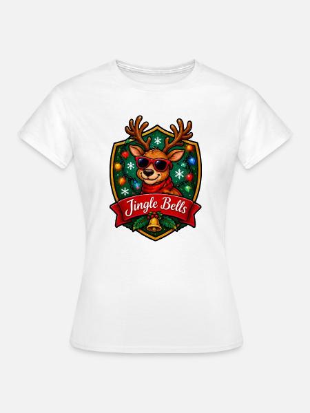 Jingle Bells Rentier Sonnenbrille - Frauen T-Shirt - Weiß