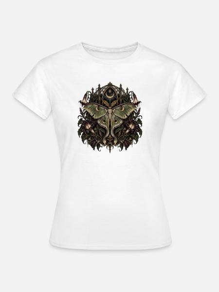 Mondbeschienene Motten-Gotische Blüte - Frauen T-Shirt - Weiß