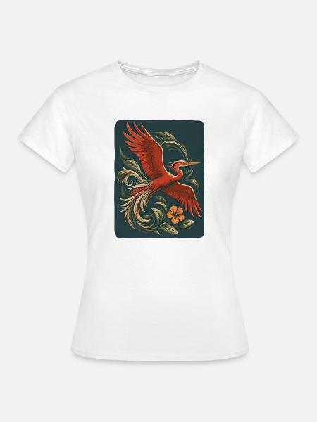 Roter Phoenix im Tattoo-Stiel  - Frauen T-Shirt - Weiß