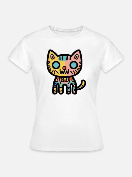 Halloween Zombie Katze Bunt - Frauen T-Shirt - Weiß