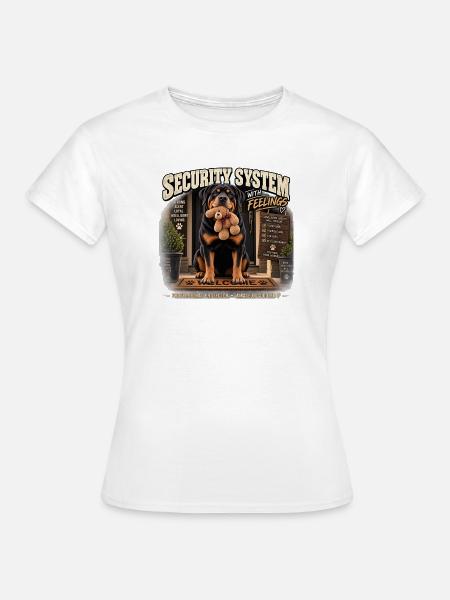 Sicherheitssystem mit Emotionen: Hund mit Teddybär - Frauen T-Shirt - Weiß