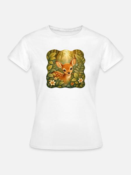 Reh im Goldwald - Frauen T-Shirt - Weiß