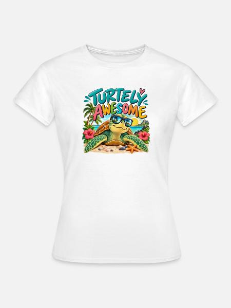 Turtely Awesome Beach Turtle - Frauen T-Shirt - Weiß