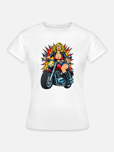 Biker-Mädchen - Frauen T-Shirt - Weiß