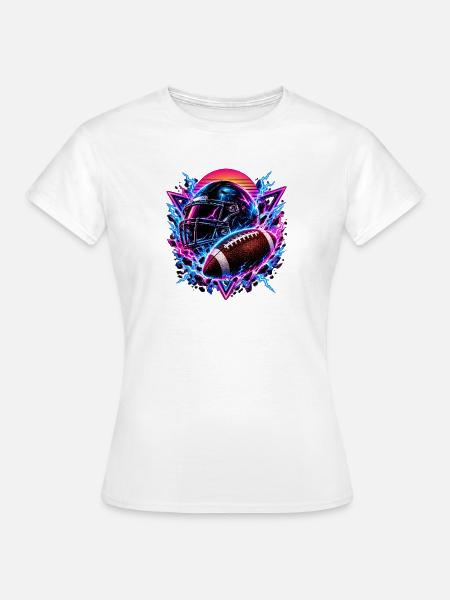 Neon Football Helm Synthwave - Frauen T-Shirt - Weiß