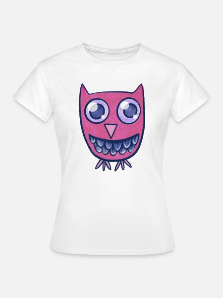 Pink Owl Grin Cartoon-Monster - Frauen T-Shirt - Weiß