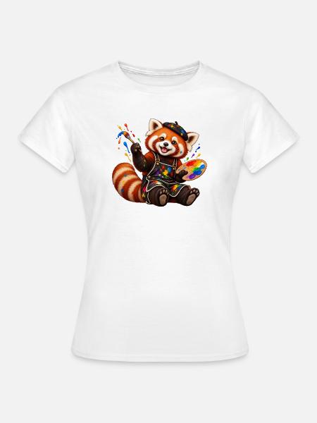 Red Panda Künstler mit Farbpalette - Frauen T-Shirt - Weiß