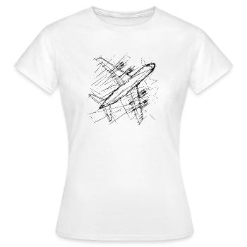Flugzeug Skizze - Frauen T-Shirt - Weiß - Vorne - AI Model Female 172 dark (172cm)