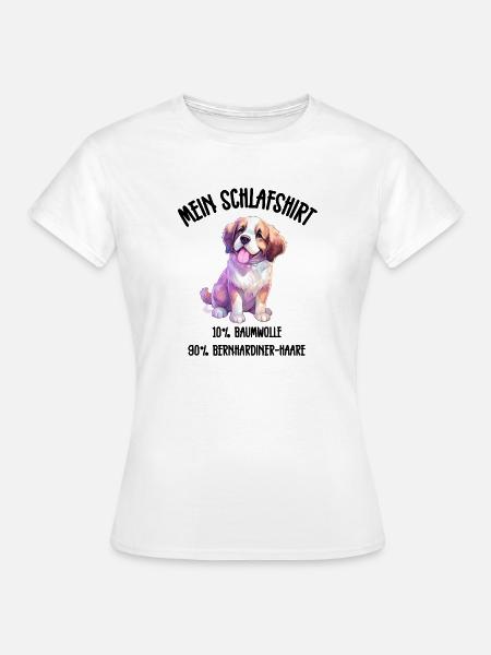 Bernhardiner Welpe Schlafshirt Bunt - Frauen T-Shirt - Weiß