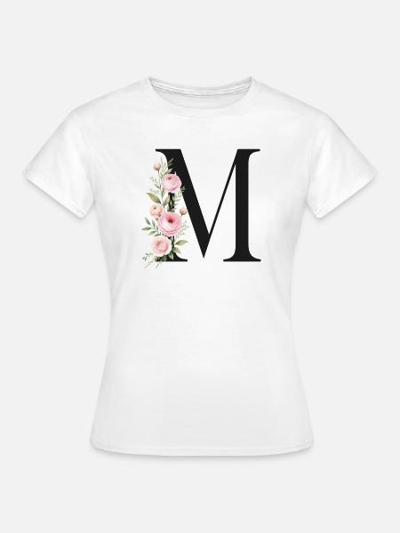 M Buchstabe Monogram Floral - Frauen T-Shirt - Weiß