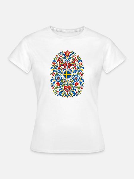 Schweden | Dalapferd & Volkskunst - Frauen T-Shirt - Weiß