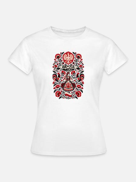Polen | Störche, Tracht & Volkskunst - Frauen T-Shirt - Weiß