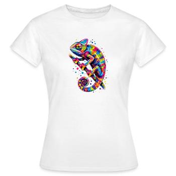 Bunter Chamäleon farbenfroh - Frauen T-Shirt - Weiß - Vorne - AI Model Female 172 dark (172cm)