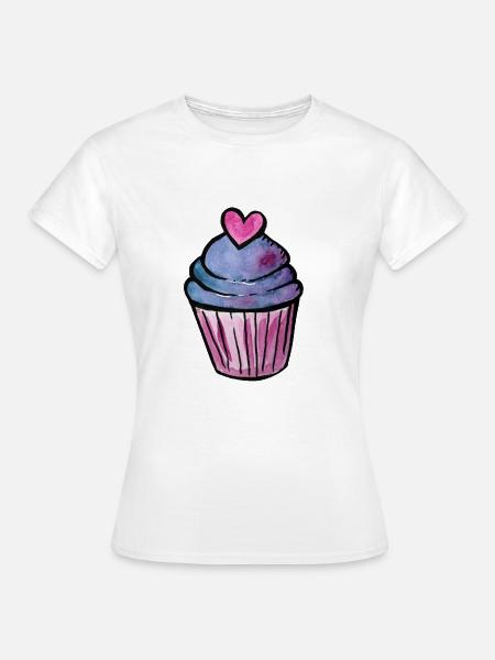 Aquarell Cupcake-Herz - Frauen T-Shirt - Weiß