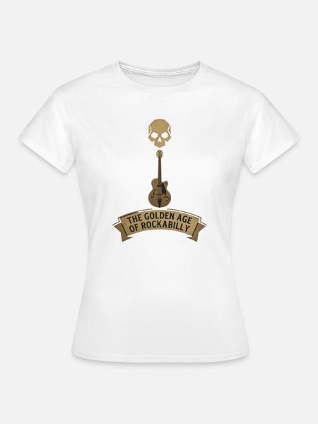 Golden Age Rockabilly Skull Gitarre - Frauen T-Shirt - Weiß