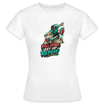 Fall Down? Get Up, Repeat – Skate - Frauen T-Shirt - Weiß - Vorne - AI Model Female 172 dark (172cm)