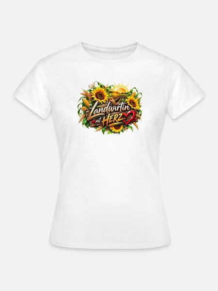 Ländwirtin mit Herz - Frauen T-Shirt - Weiß