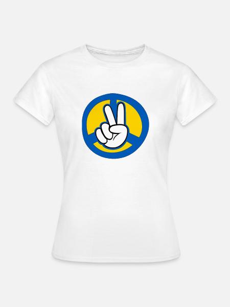 Friedenshand Retro Symbol für Ukraine - Frauen T-Shirt - Weiß