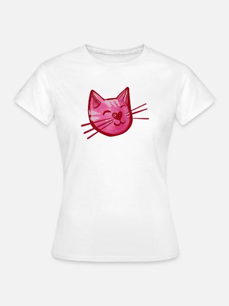 Pink Katzenherz Aquarell - Frauen T-Shirt - Weiß