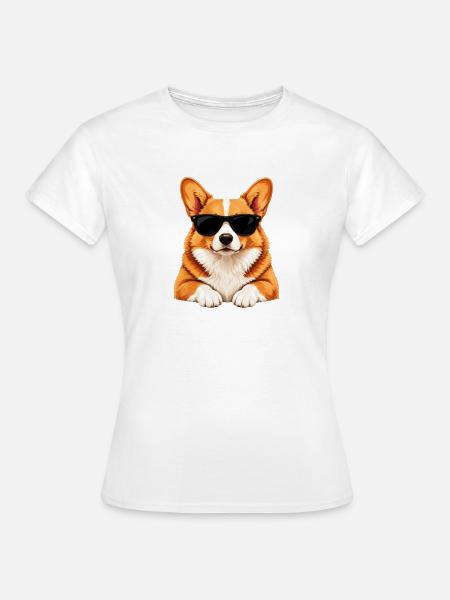 Corgi mit Sonnenbrille - Frauen T-Shirt - Weiß