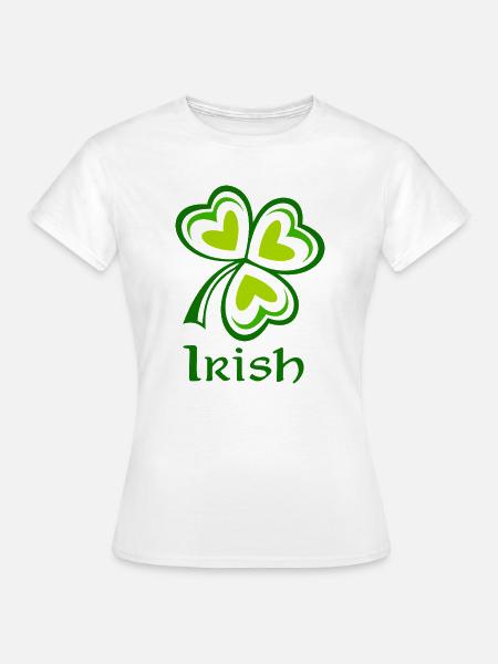Grünklee mit irischem Schild - Frauen T-Shirt - Weiß