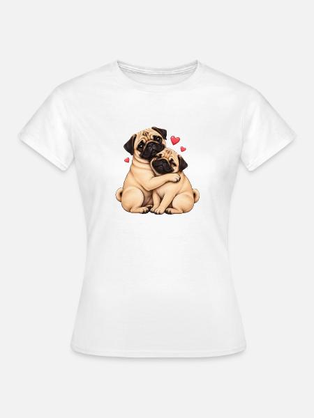 Mops Hund süßer Mops niedlicher Mops - Frauen T-Shirt - Weiß