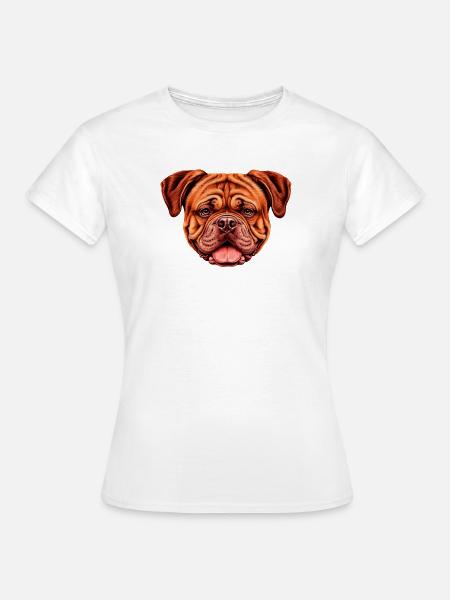 Vibrantes Bordeaux doggen-Gesicht Kunstprint - Frauen T-Shirt - Weiß