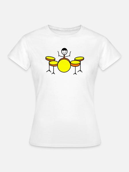Trommel Drumset Drummer - Frauen T-Shirt - Weiß