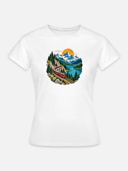 Bergbahn am See Panorama - Frauen T-Shirt - Weiß