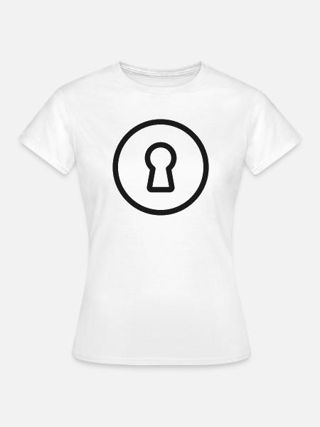 Sicherheits-Schlüsselloch-Linien-Symbol - Frauen T-Shirt - Weiß