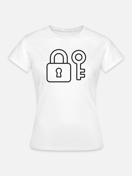 Vorhängeschloss und Tastenzeilen-Symbol - Frauen T-Shirt - Weiß