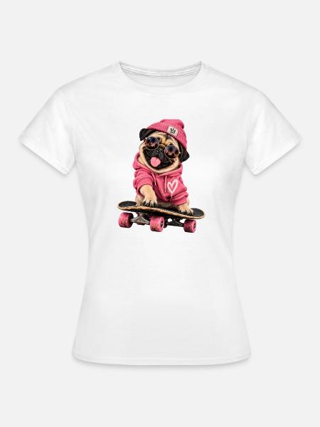 Mops Hund süßer Mops niedlicher Mops - Frauen T-Shirt - Weiß