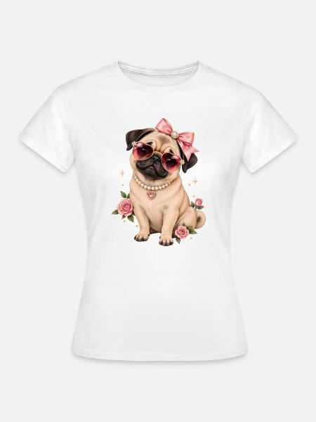 Mops Hund süßer Mops niedlicher Mops - Frauen T-Shirt - Weiß