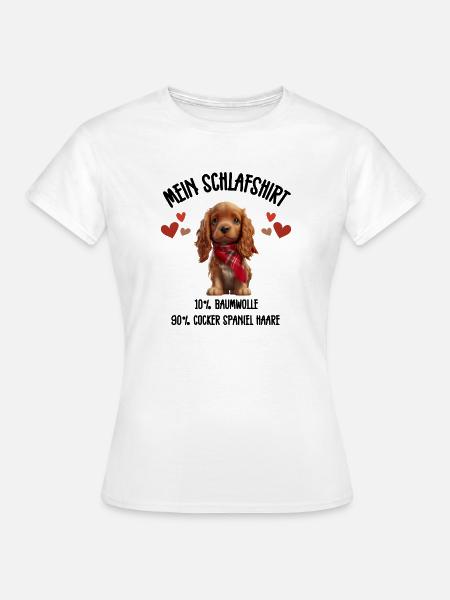 Cocker Spaniel Schlafshirt Schal Herzen - Frauen T-Shirt - Weiß