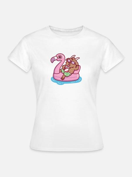 Ziege entspannt sich im Flamingo-Pool-Floatsommer - Frauen T-Shirt - Weiß