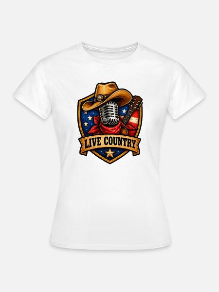 Live Country Shield Musikkultur - Frauen T-Shirt - Weiß