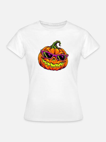 Neon Kürbis mit Sonnenbrille - Frauen T-Shirt - Weiß
