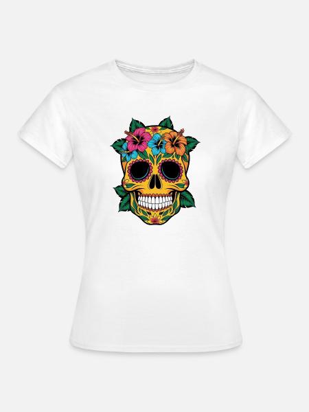 Halloween Sugar Skull - Frauen T-Shirt - Weiß