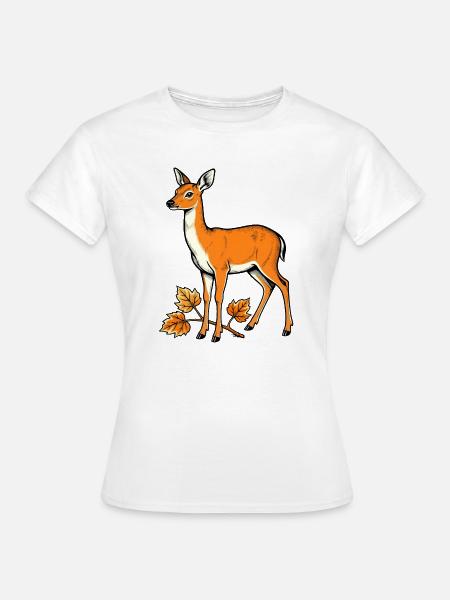 Reh im Herbstlaub - Frauen T-Shirt - Weiß
