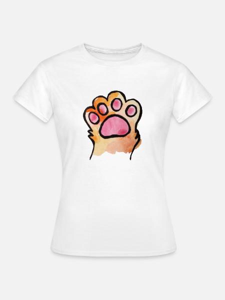 Pfotenabdruck Aquarellspritzer - Frauen T-Shirt - Weiß