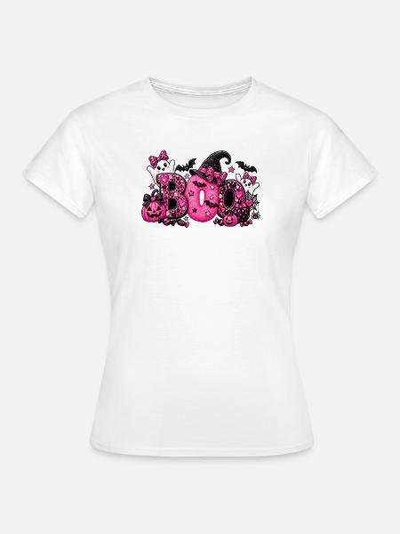 Pink Boo Halloween - Frauen T-Shirt - Weiß